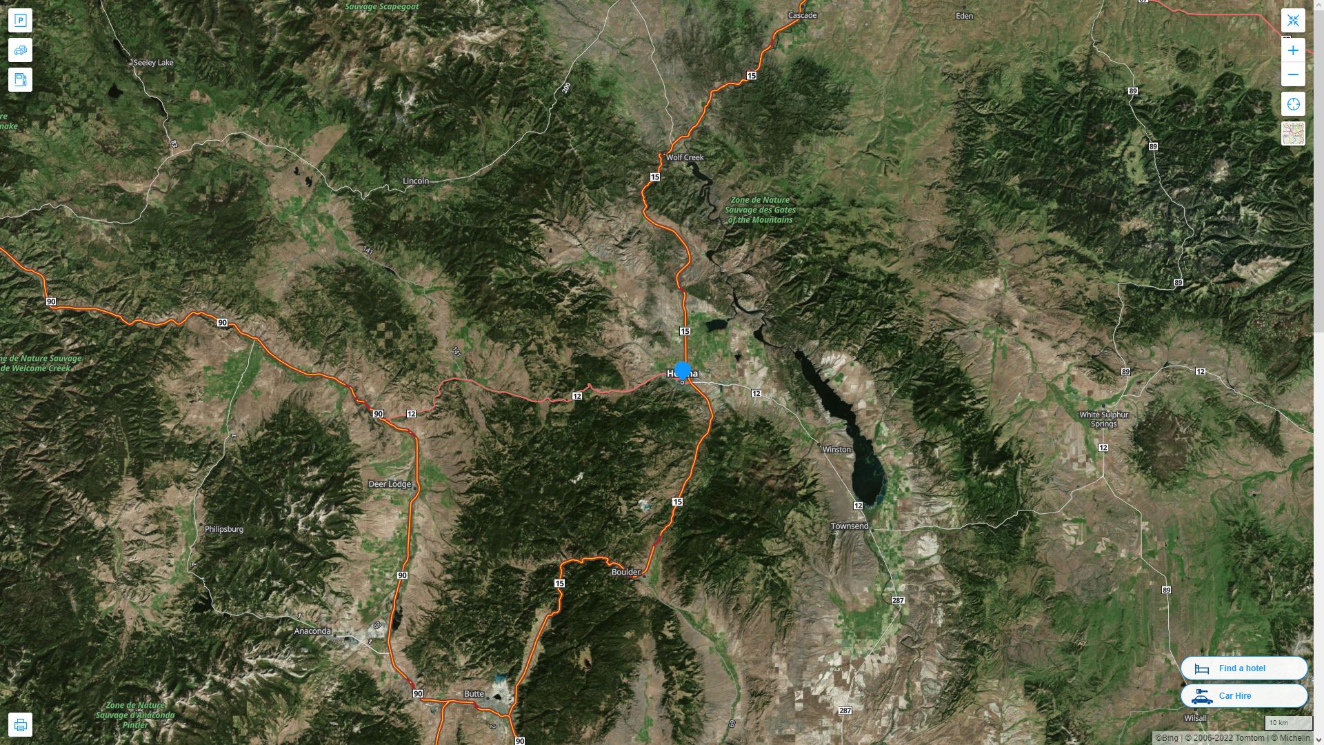 Helena Montana Highway and Road Map with Satellite View